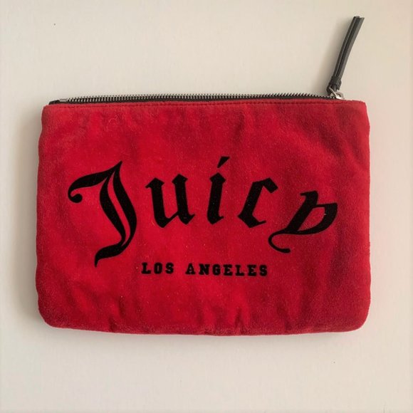 Juicy Couture Handbags - Juicy Couture Red Fuzzy Spell Out Logo Pouch